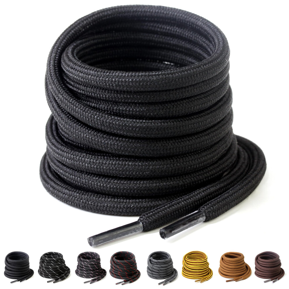 Yusimu, Black, Round, Strong, Boot, Laces, Heavy, Duty, Shoelaces, Work, Boots, Trainers 96697993