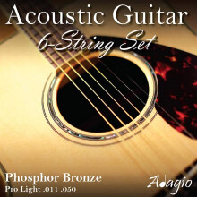 Adagio, Light, Acoustic, Guitar, Strings, Full, Set/Pack, Gauge, Phosphor, Bronze, 11-50