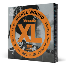 D'Addario, EXL110-3D, Nickel, Wound, Electric, Guitar, Strings, Regular, Light, Sets, 10-46, 3
