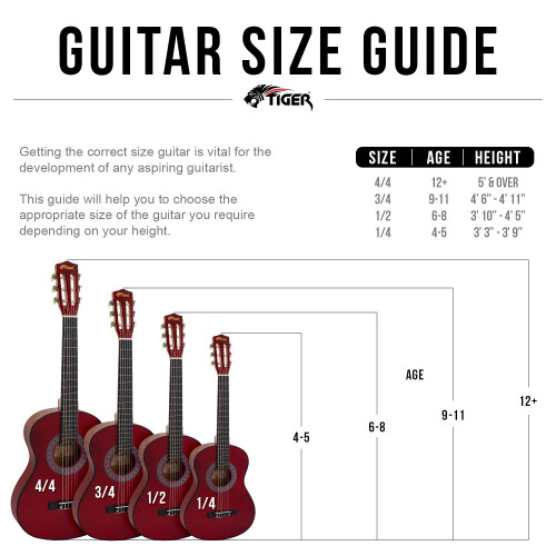 TIGER, CLG4-BL, Size, Classical, Spanish, Guitar, Blue, 3/4 2