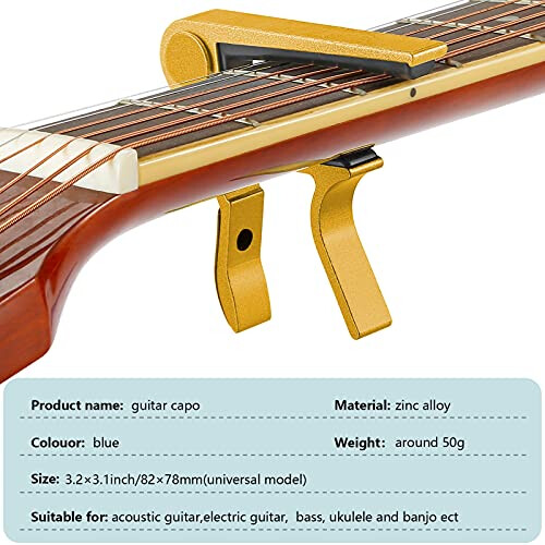 Guitar, Capo, Quick, Change, Acoustic, Electric, Classical, Ukulele, Capotastos, Gold, 6-String 1