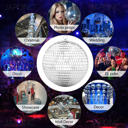 Updated, Mirror, Disco, Ball, Hanging, Ring, Silver, Glitter, Great, Party, Dj, Dance 1