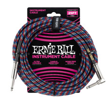 Ernie, Ball, Braided, Straight, Angle, Instrument, Cable, Black, Red, Blue, White, 25