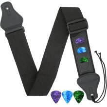 Guitar, Strap, Braided, Adjustable, Straps, Pick, Pocket, Bass, Electric, Acoustic, Guitars, Black