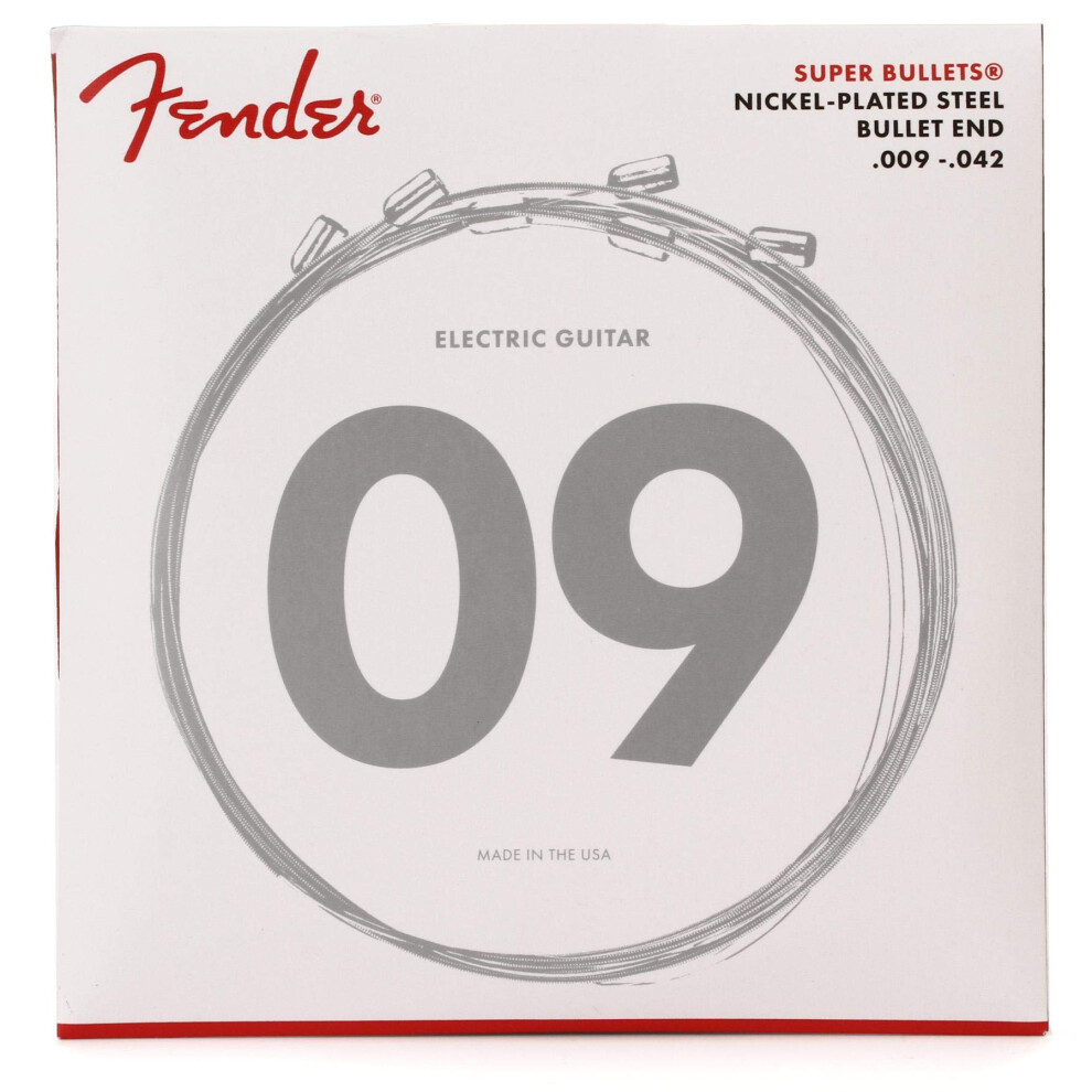Fender , Bullet, Strings, Electric, Guitar, Nickel, Plated, Steel, End, Gauges, 3250L, 009