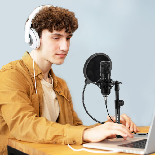 BILIONE, Upgraded, Desktop, Microphone, Stand, Adjustable, Mic, Pop, Filter, Shock, Mount, Clip 1