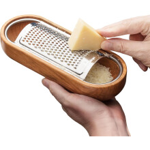 Stainless Steel Cheese Grater with Container & Wood Handle Multi-Functional Shredder Box Handheld Kitchen Grater Shreds Cheese Veggies Nuts Easy to Cl