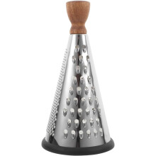 9 Inch Multipurpose Kitchen Grater Cheese Shredder, Chocolate & Vegetable Slicer  Metal + Wood - Accent Handle  Conical Grating for Cucumbers Nuts & M