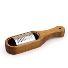 Stainless Steel Cheese Grater with Container & Wood Handle Multi-Functional Shredder Box Handheld Kitchen Grater Shreds Cheese Veggies Nuts Easy to Cl