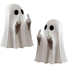 2 Pcs Halloween Funny Middle Finger Ghost Decorations Spooky Prank Party Table Ornament Haunted House Decor & Gift for Teens/Adults