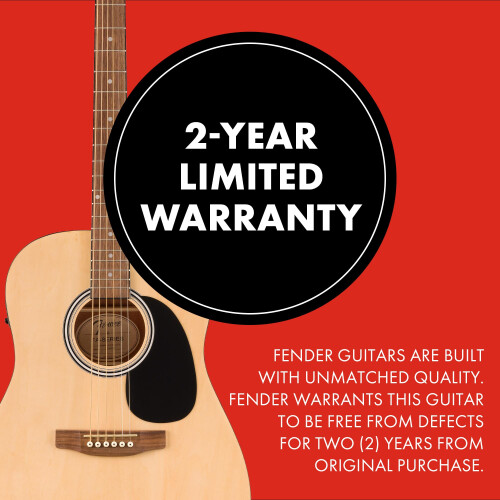 Fender Fender, FA-25CE, Dreadnought, Acoustic, Guitar, Walnut, Fingerboard, Natural 2