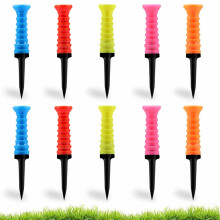 10 - Piece Pack of 83mm (3.26 - inch) Soft Rubber Cushion Top Plastic Golf Tees in Mixed Colors - Ideal for Golf Enthusiasts