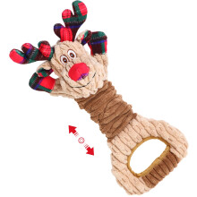 Christmas Elk Interactive Dog Toy, Squeaky Plush Chew Toy with Stretchable & Crinkle Paper Design for Small, Medium & Large Dogs, Festive Puppy Play T