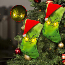 2 Pack 15-Inch Christmas Stockings with Glowing Eyes - Personalized Hanging Ornaments & Gift Bags for Holiday Xmas Tree, Fireplace & Party Decoration