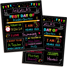 Double - Sided 1210 Inch First & Last Day of School Sign - Reusable Washable Chalkboard for Kindergarten, Pre - K, Color Painting Back to School Boar