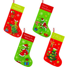 4 Pack 18-Inch Large Christmas Stockings with Designs - Festive Decorations for Family Holiday & Party Decor