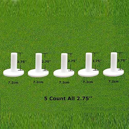 5 - Pack Golf Rubber Tees, All 2.75" in Size - Ideal for Driving Range Practice and Practice Mats