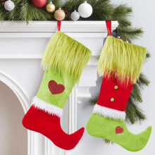 2 Pack 20-Inch Personalized - Inspired Christmas Stockings with Plush Hair - Large Gift Bags & Tree Ornaments for Fireplace, Holiday & Farmhouse Deco