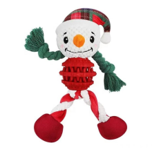 Christmas Snowman Dog Toy, Durable Chew Toy with Plush, Rope & Rubber for Medium/Large Dogs, Interactive Play Toy for Teeth Cleaning & Festive Fun