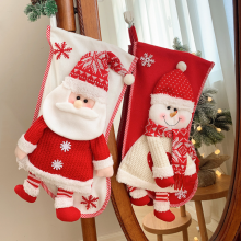 2PCS 18 - Inch Large Knitted Christmas Stockings - Santa Claus & Snowman Designs, Ideal for Kids' Gifts, Fireplace and Christmas Tree Hanging Decor fo