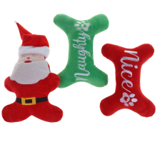 3-Pack Christmas Dog Toys Set, Santa Plush Toy & Squeaky Bone Toys for Small to Medium Dogs, Festive Pet Play Toys Pack