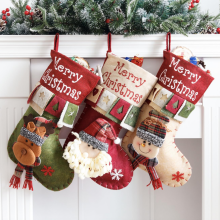 3 Pack 18-Inch Retro Christmas Stockings - Santa, Snowman, Reindeer Designs, Large Candy Gift Bags for Stairs, Xmas Home, Fireplace, Bedroom & Christm