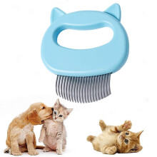 Pet Grooming Comb for Dogs & Cats - Short & Long Hair Deshedding Tool, Soft Dematting Brush with Massage Function, Removes Loose Fur & Matted Hair - B