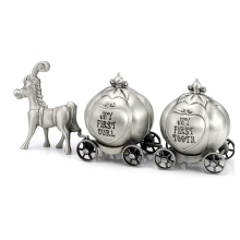 Baby First Curl and Tooth Keepsake Set, Pumpkin - Carriage Design for Storage, Gift for Special Moments, Silver