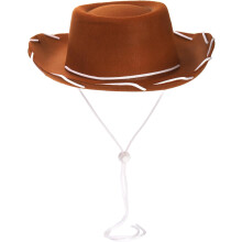 Wide Brim Felt Cowboy Hat for Kids - Western Cowgirl Style with Neck Drawstring, Cosplay & Halloween Accessory