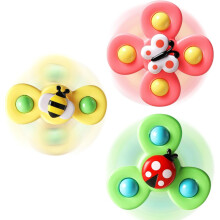 3PCS Suction Cup Spinner Toys Set Baby Sensory Spinning Top for 1-3 Years Old - Bath Toy, Birthday Gift for 1-2 Year Old Boys Girls Developmental Play