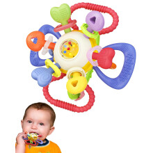 Baby Silicone Teething Rattle Toy BPA-Free Multi-Functional for 0-12 Months - Sensory Vibrant Design for Teething Relief & Play, Unisex for Boys & Gir