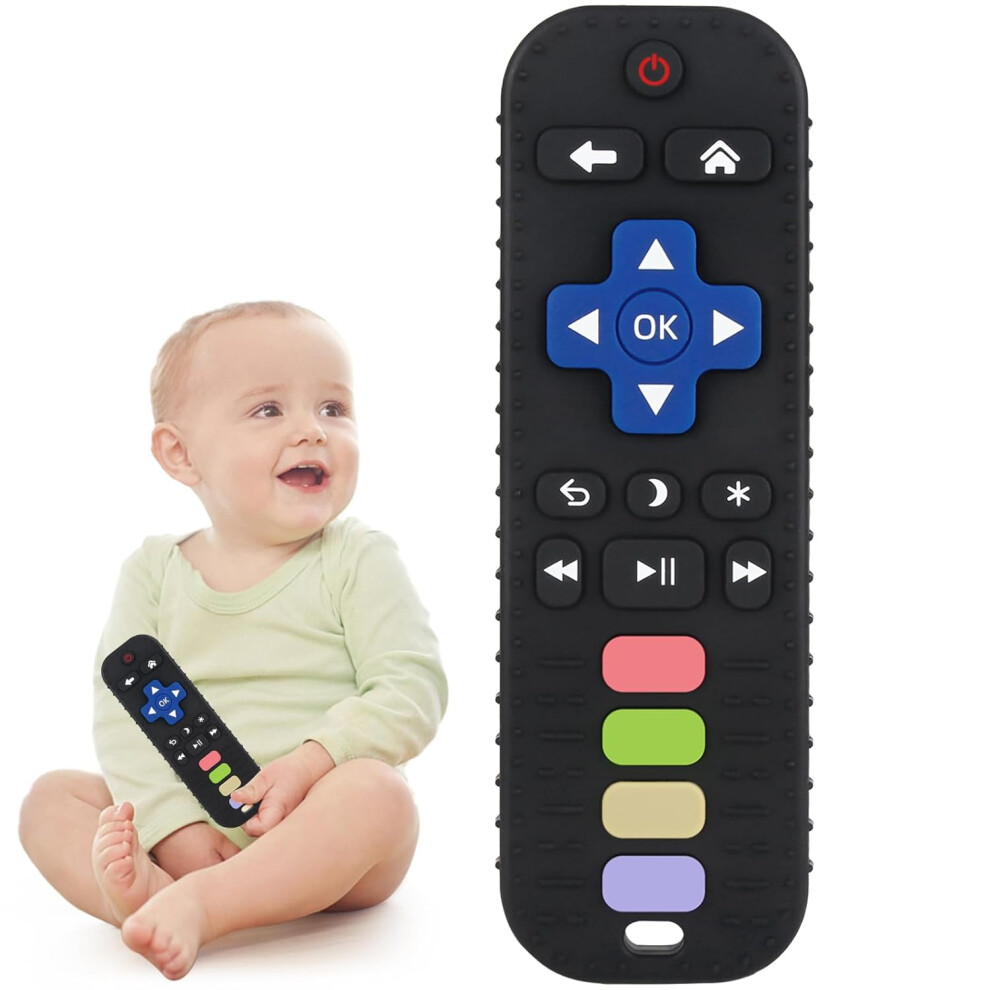 Tv Remote - Shaped Baby Teether Bpa - Free Chew Toy For Teething Relief, Ages 3 - 24 Months (Black) Black