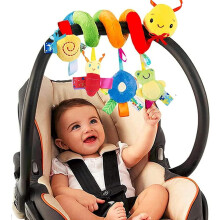 Spiral Hanging Baby Activity Toy Sensory Car Seat/Stroller/Crib Toy for 0-12 Months - Ringing Bell & Music, Soft Hanging Play for Boys Girls