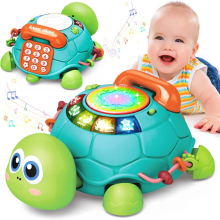 Musical Crawling Turtle Baby Toy 6-12 Months Early Learning with Lights & Sounds - Educational Crawl Guide, Xmas/Birthday Gift for 0-1 Year Old