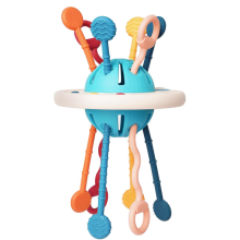 Silicone Pull String Sensory Toy 1-3 Years Old Toddler Development - Travel/Car Seat/High Chair Gift for 18+ Months Baby Shower