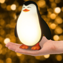 Cute Penguin Night Light for Kids - 3 - Level Dimmable, Silicone Squishy Tap Light, Rechargeable Bedside Touch Lamp - Ideal for Nursery, Toddler & Bab