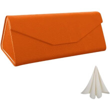 Triangular Foldable Glasses Case Magnetic Closure Upgraded Leather & Metal Foil