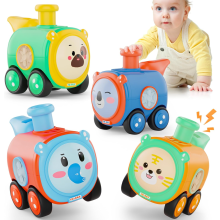 4PCS Press to Go Baby Train Car Set Whistle Play Vehicle Toy for 12-18 Months Infants - 1-3 Years Old Toddler Push Cars, 1st Birthday/Christmas/Easte