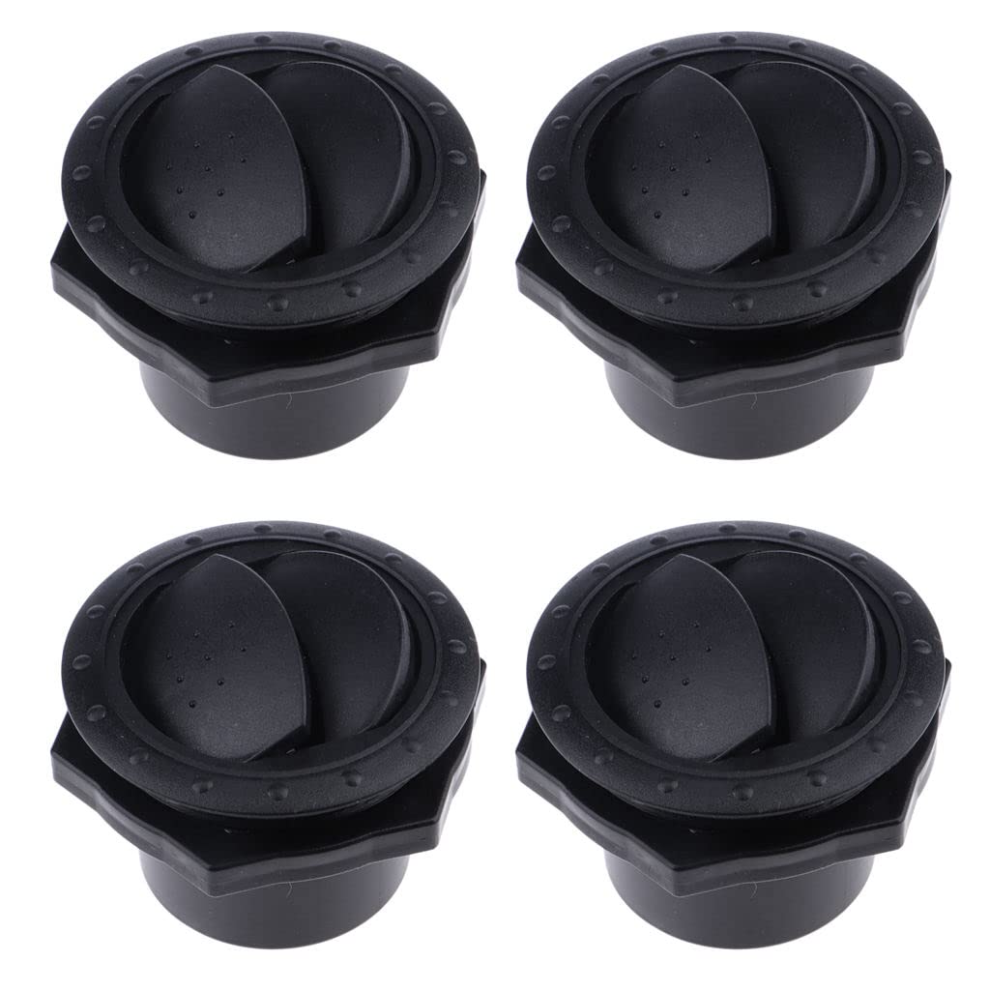 4Pcs Round Louvered Dashboard Air Conditioning Deflector Outlet Vent Exhaust Grille, Car Rv Boats Yacht, Black