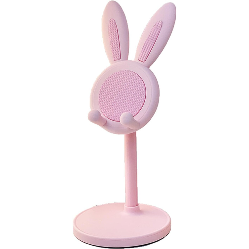 Cute Rabbit Phone Stand For Desk - Adjustable Height & Angle, Sturdy Cell Phone Holder For Office/Desktop, Compatible With All Smartphones Pink 7906601415720
