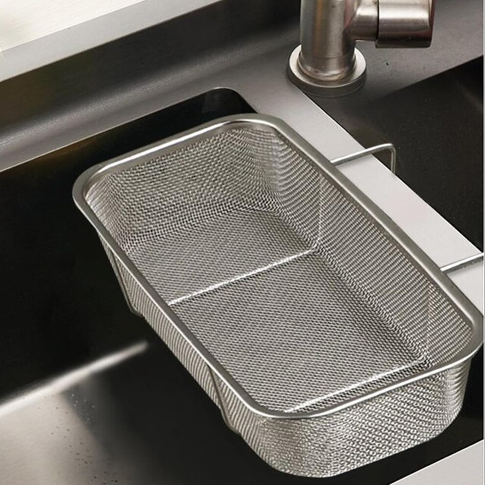 Stainless Steel Kitchen Sink Strainer Basket - Side Sink Drain Filter, Corner Hanging Colander Drain Basket & Food Waste Filter for Fruits, Vegetables