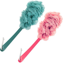 2 Pack Back Scrubber for Shower - Loofah Sponge Body Brush with Long Handle, Exfoliating Bath Brush for Back Cleaning, Detachable Loofah on Stick, Ide