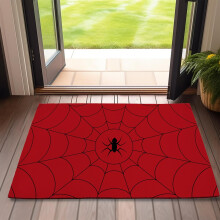 Halloween Red Spider Web Door Mat, 20x32 Inches Non-Slip Entry Rug - Indoor Front Door & Outdoor Porch/Entryway Use, Easy to Clean Holiday Decorative