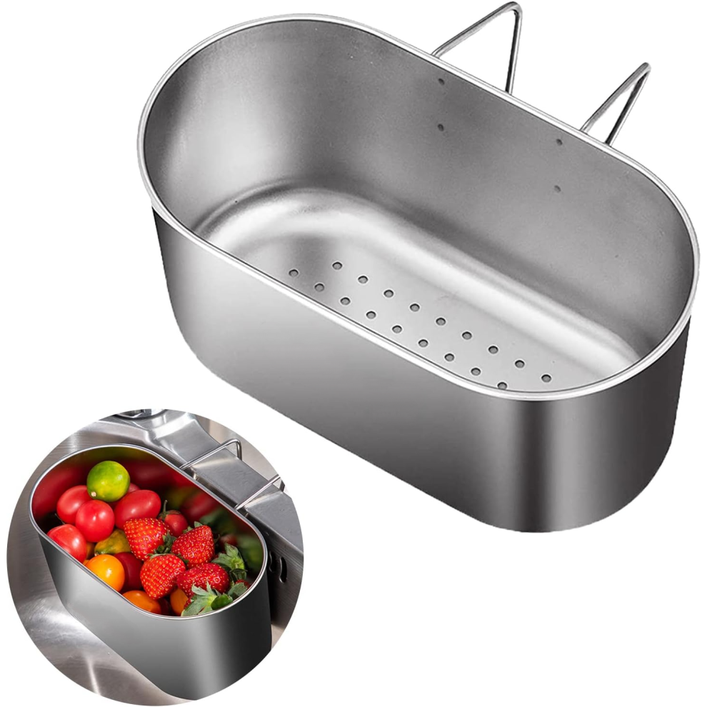 Stainless steel sink drainage filter basket - Multi-functional suspended sink filter, kitchen food waste filter and fruit and vegetable cleaning-image-OPC-PKFM7NH-NEW