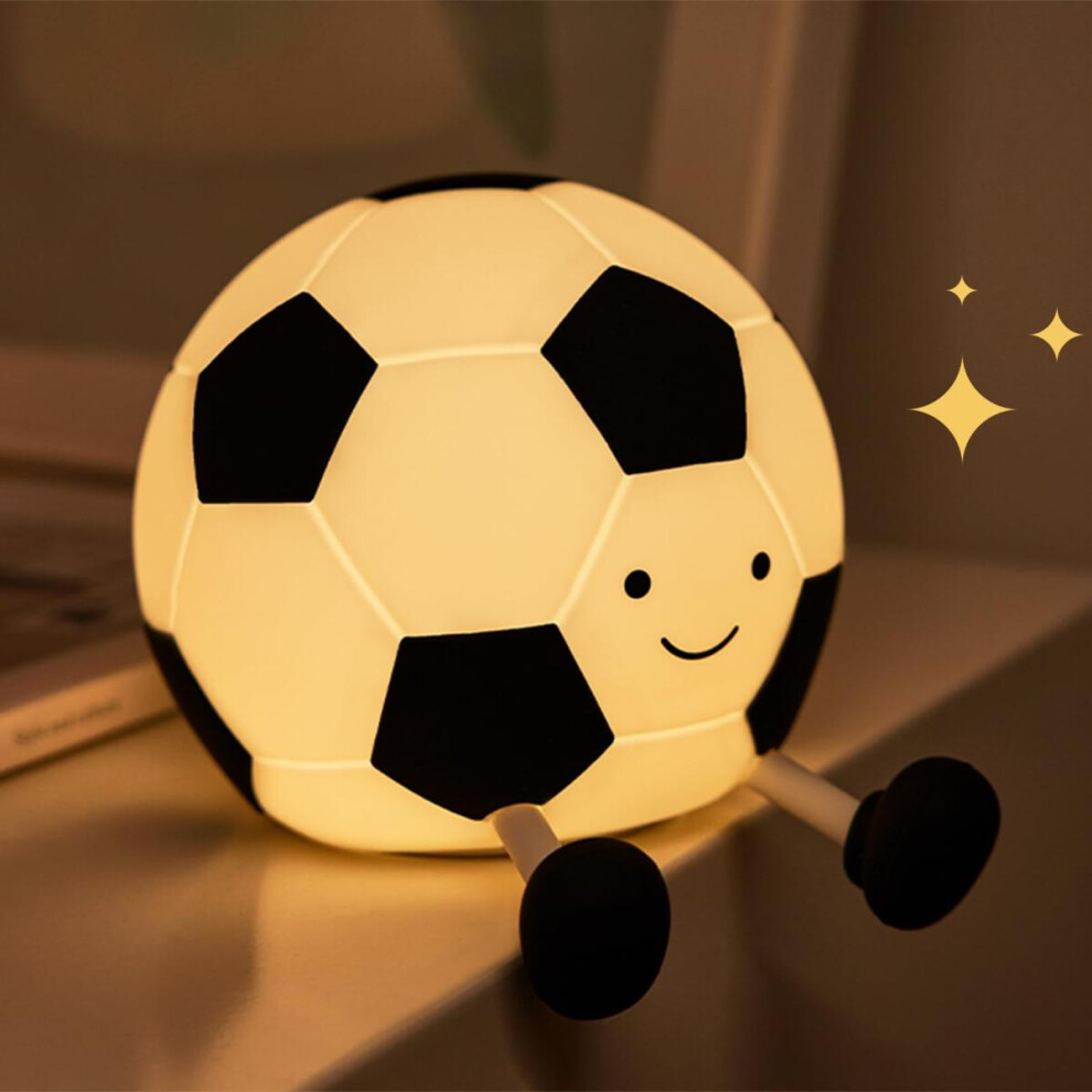 Cartoon Soccer Night - Squishy Silicone Lamp, 3 - Level Dimmable, Rechargeable Bedside Touch Control - Ideal For Baby Nursery, Kids Toddler Bedr Light