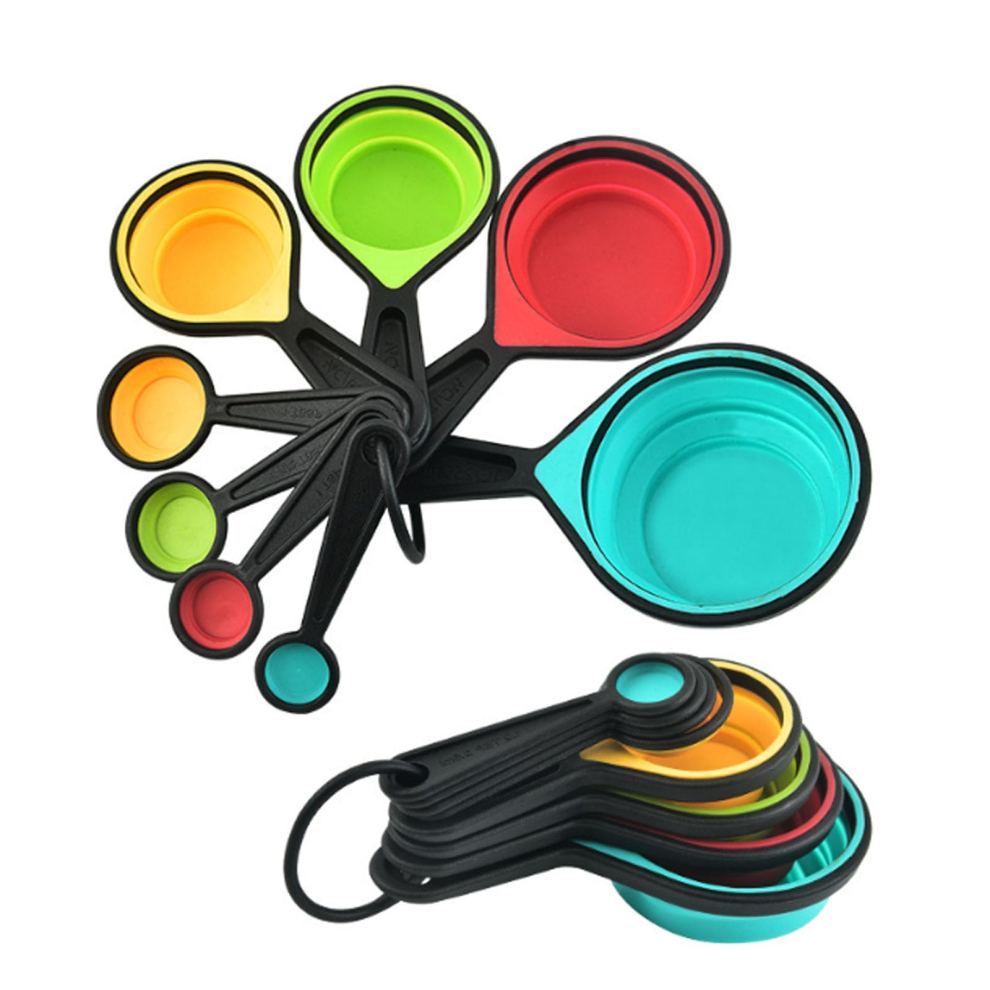 8-Piece Collapsible Measuring Cups and Spoons Set with Adjustable Measuring Cup, Camper Kitchen Accessories-image-OPC-PKFM7DD-NEW