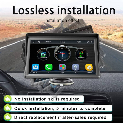 Draagbaar dashboard CarPlay-display met 7 inch touchscreen en GPS-navigatie 1