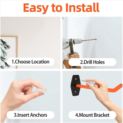 4 PCS Garage Hooks with Anti-Slip Coating,Hang Heavy Tools for Bikes 2