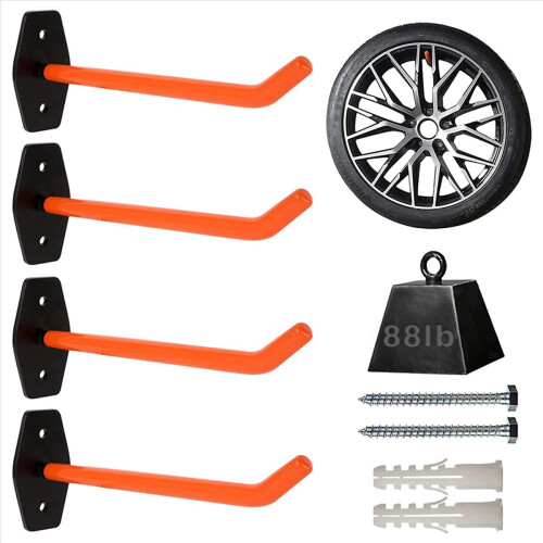 4 PCS Garage Hooks with Anti-Slip Coating,Hang Heavy Tools for Bikes 1