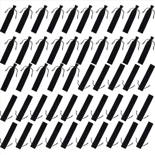 100Pcs Velvet Black Drawstring Bag for School Office Business Gift 1
